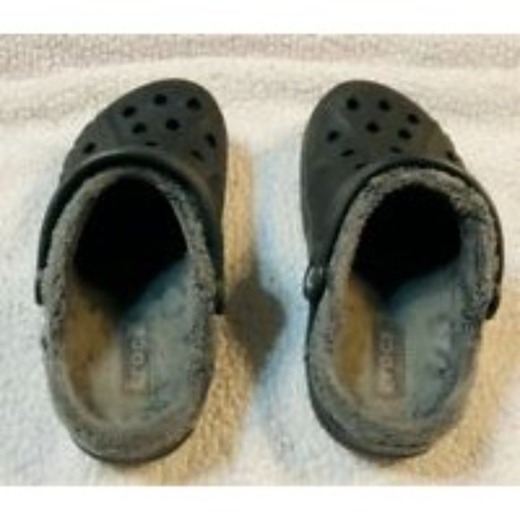Crocs mens 5 womens 7 fleece lined clog shoes solid gray - Picture 3 of 6